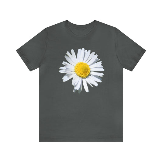 Unisex Jersey Short Sleeve Tee with White Daisy Print - AdeleEmbroidery