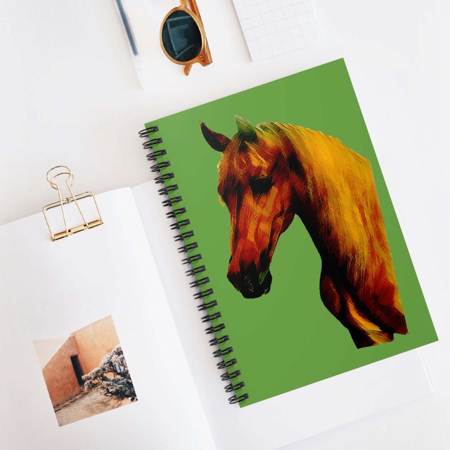 Spiral Notebook - Ruled Line Horse Head - AdeleEmbroidery