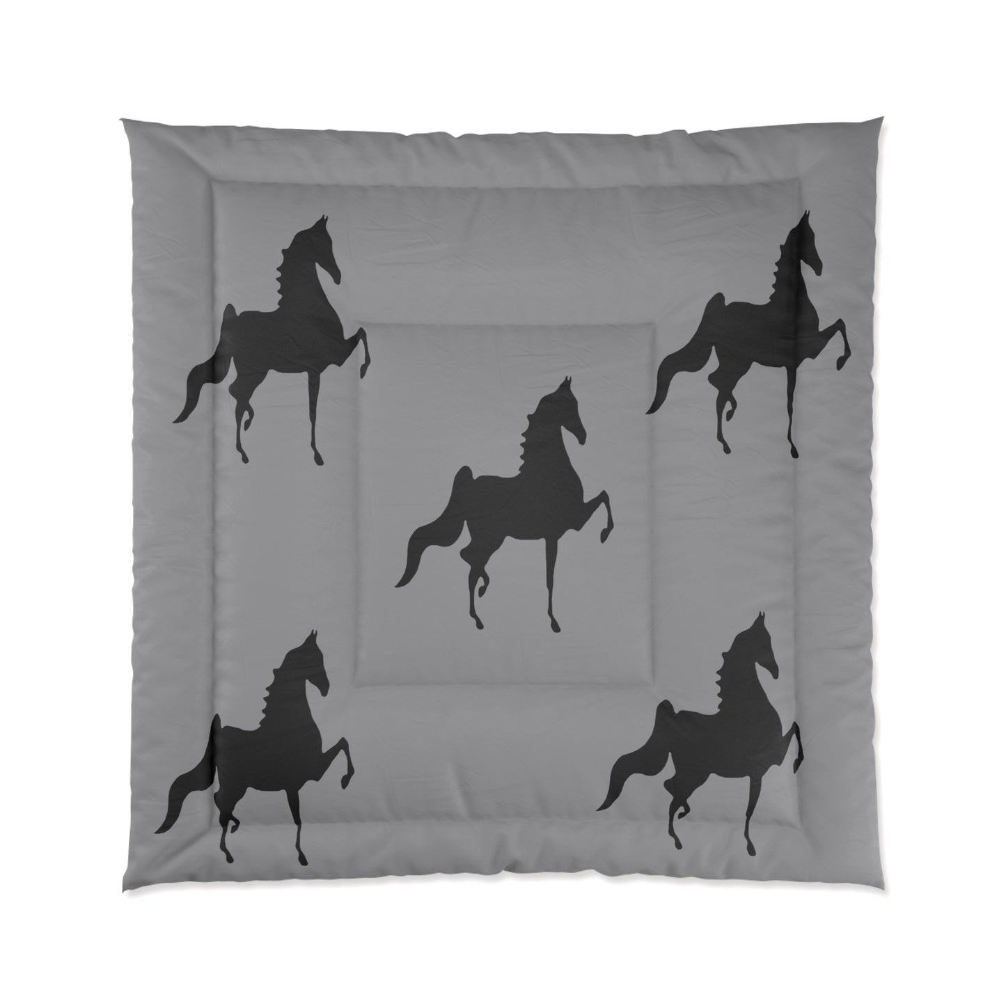 Comforter Grey with Saddlebred Print - AdeleEmbroidery