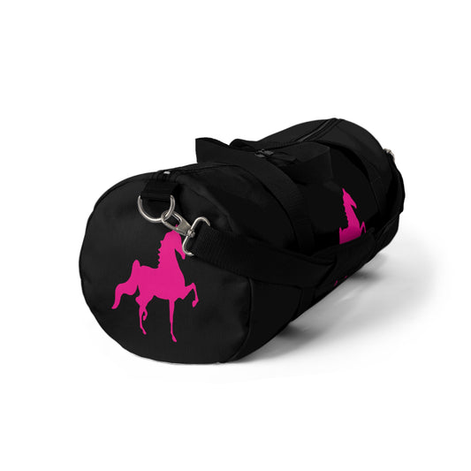 Saddlebred Print Black/Pink Duffel Bag - AdeleEmbroidery