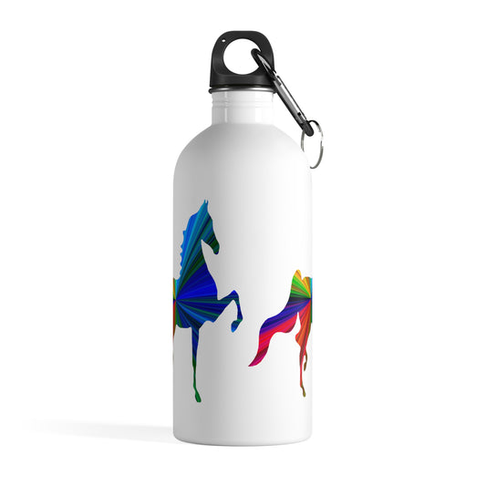 Multi Color Saddlebred Print Stainless Steel Water Bottle WHITE - AdeleEmbroidery
