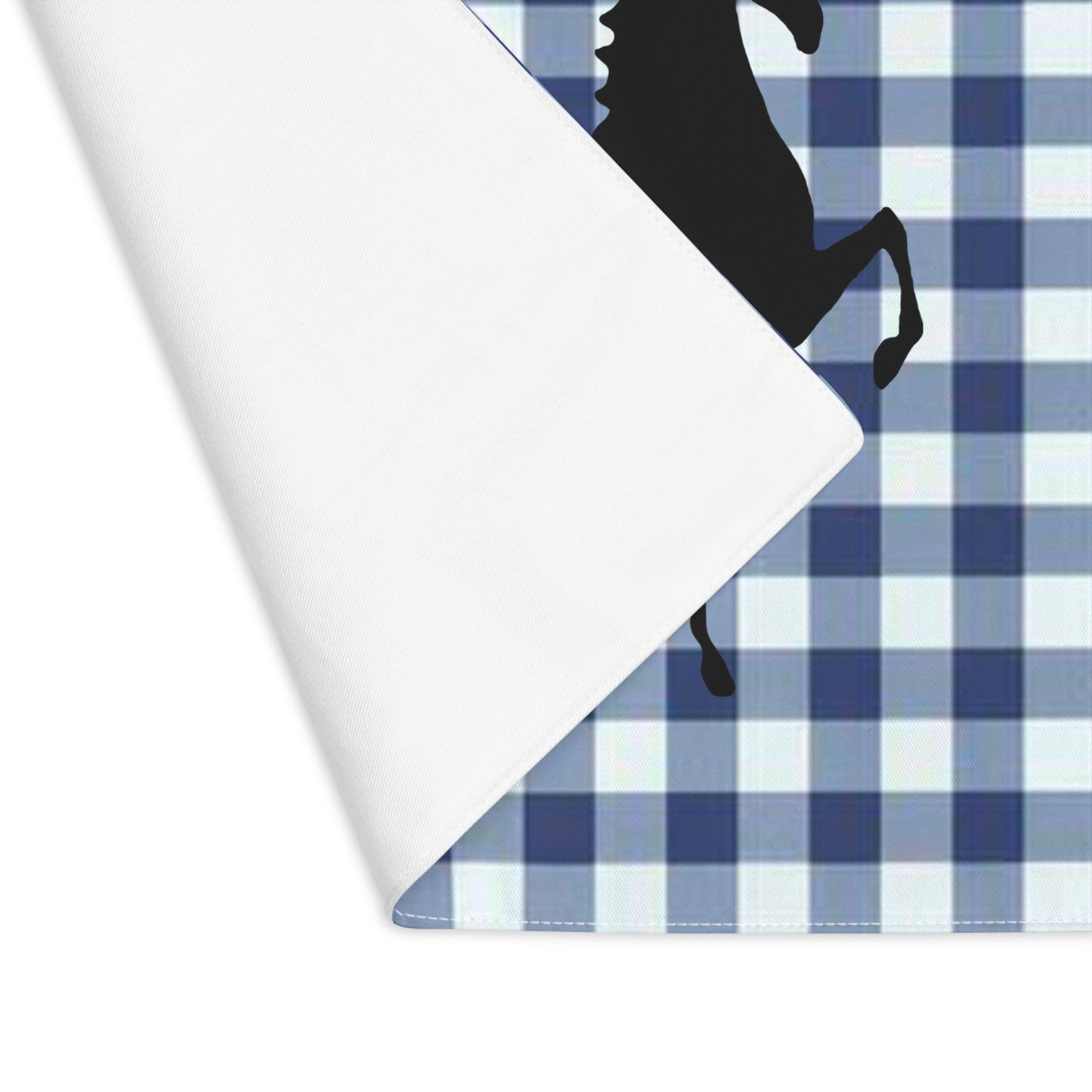 Placemat Blue and White with Black Saddlebred - AdeleEmbroidery