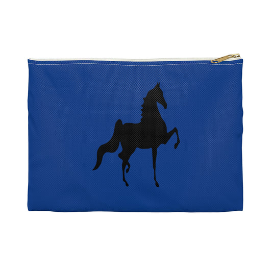 Accessory Pouch Blue with Saddlebred Print both sides - AdeleEmbroidery