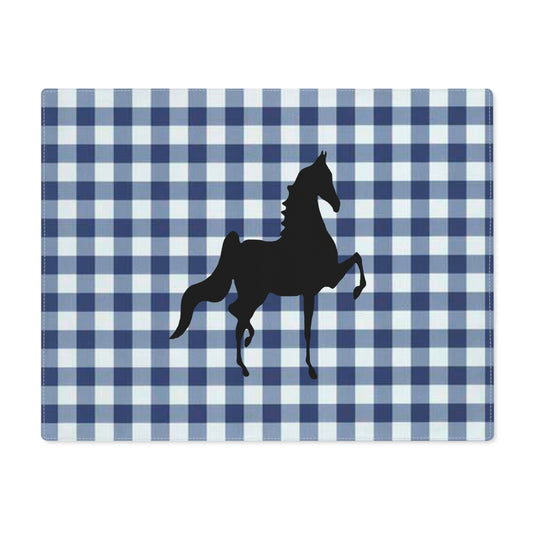 Placemat Blue and White with Black Saddlebred - AdeleEmbroidery