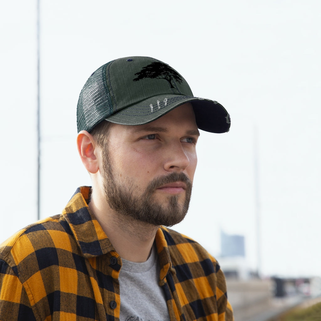 Tree Embroidered Unisex Trucker Hat - AdeleEmbroidery