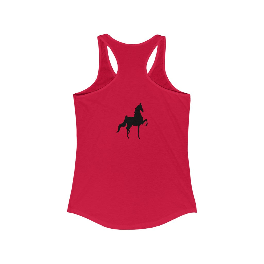 Women's Ideal Racerback Tank Saddlebred Print front & back - AdeleEmbroidery