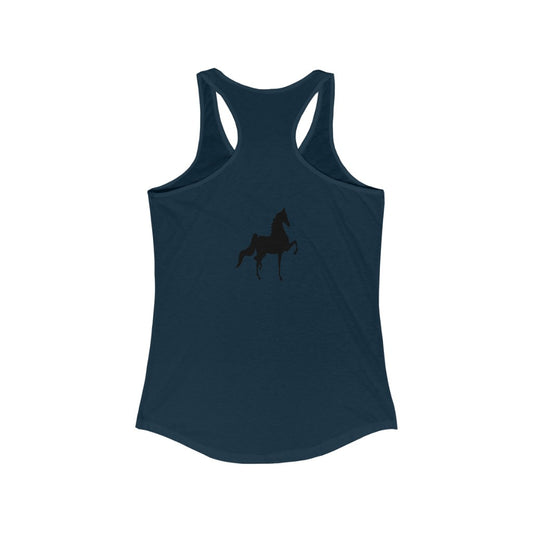Women's Ideal Racerback Tank Saddlebred Print front & back - AdeleEmbroidery