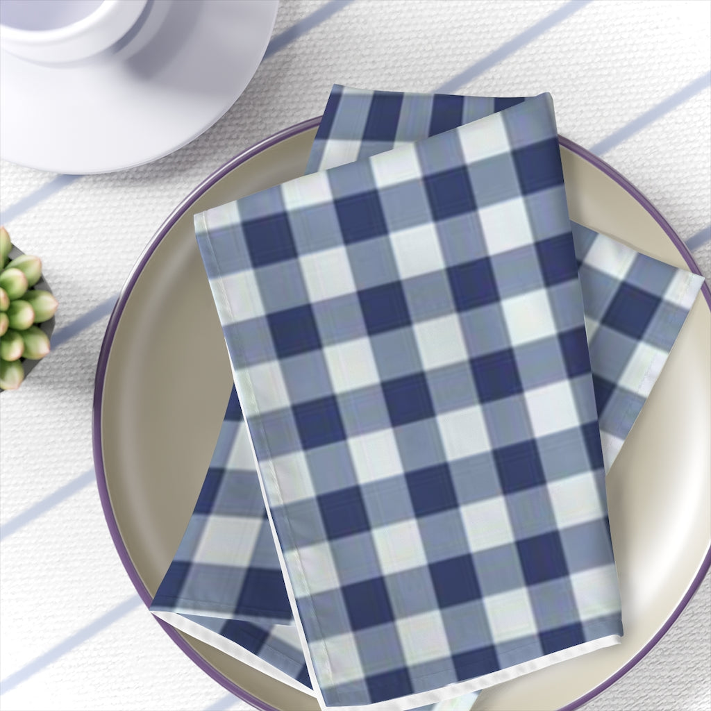 Saddlebred Print White & Blue Napkins - AdeleEmbroidery