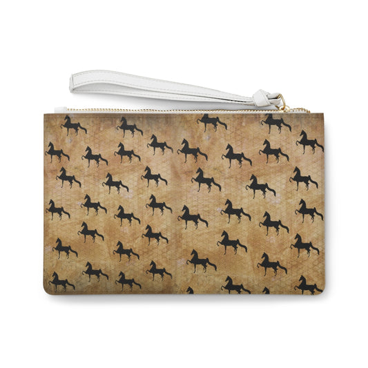 Saddlebred Print Brown Clutch Bag - AdeleEmbroidery