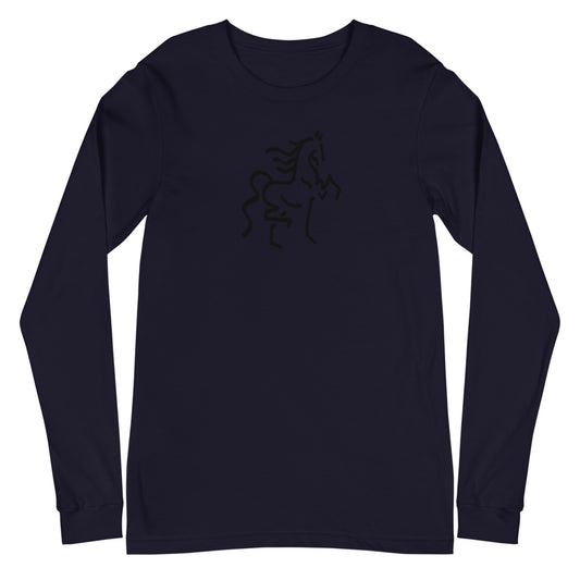 Unisex Long Sleeve Tee with Horse Print - AdeleEmbroidery