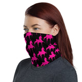 Neck Gaiter Black with Pink Saddlebred Print - AdeleEmbroidery