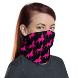 Neck Gaiter Black with Pink Saddlebred Print - AdeleEmbroidery