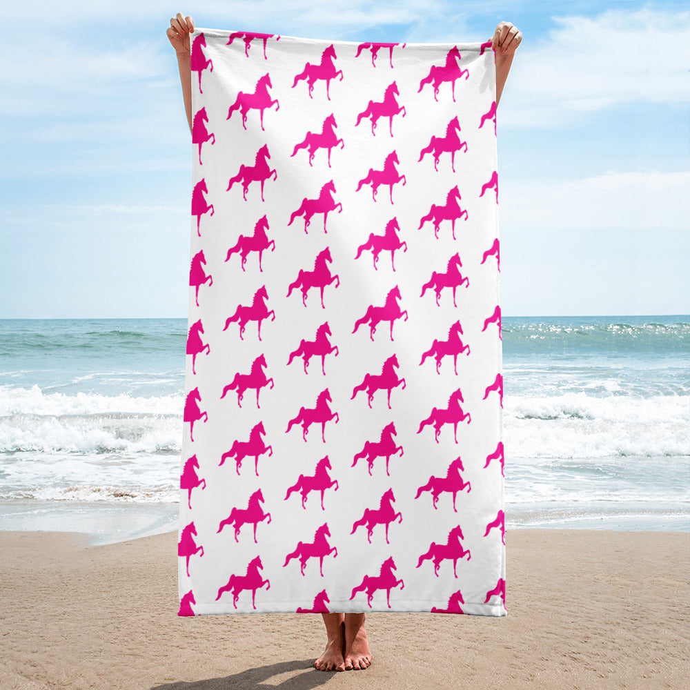 Towel 30"x60" Pink Saddlebred Print - AdeleEmbroidery