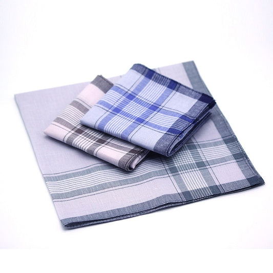 5Pcs Multicolor Plaid Stripe Handkerchiefs 100% Cotton - AdeleEmbroidery