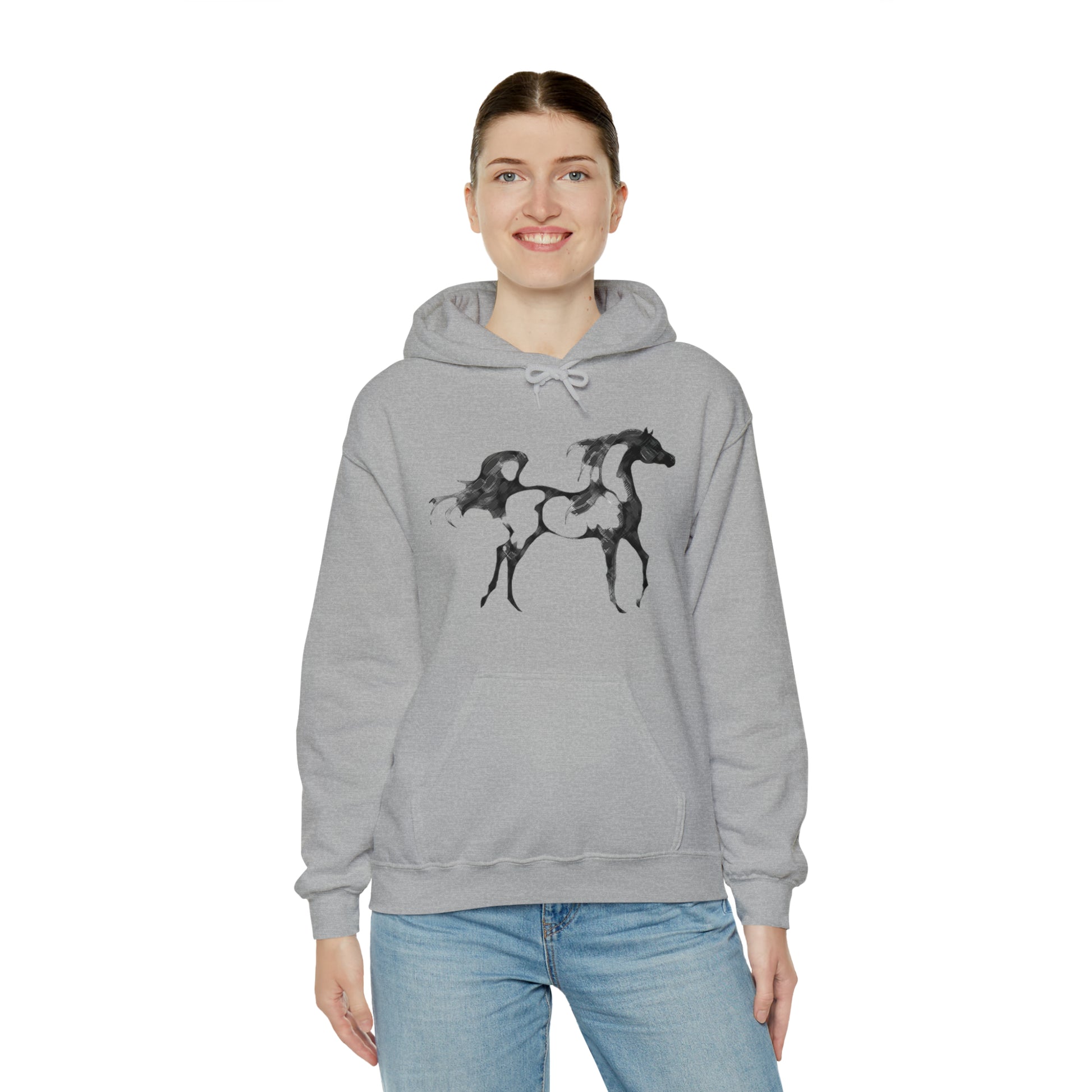 Unisex Heavy Blend™ Hooded Sweatshirt Arabian Horse front Print - AdeleEmbroidery