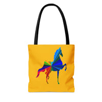 Saddlebred Multi Color Print Yellow Tote Bag - AdeleEmbroidery