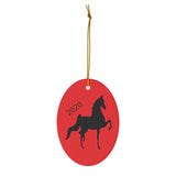 Ceramic Ornaments Red with Saddlebred Print on both sides - AdeleEmbroidery