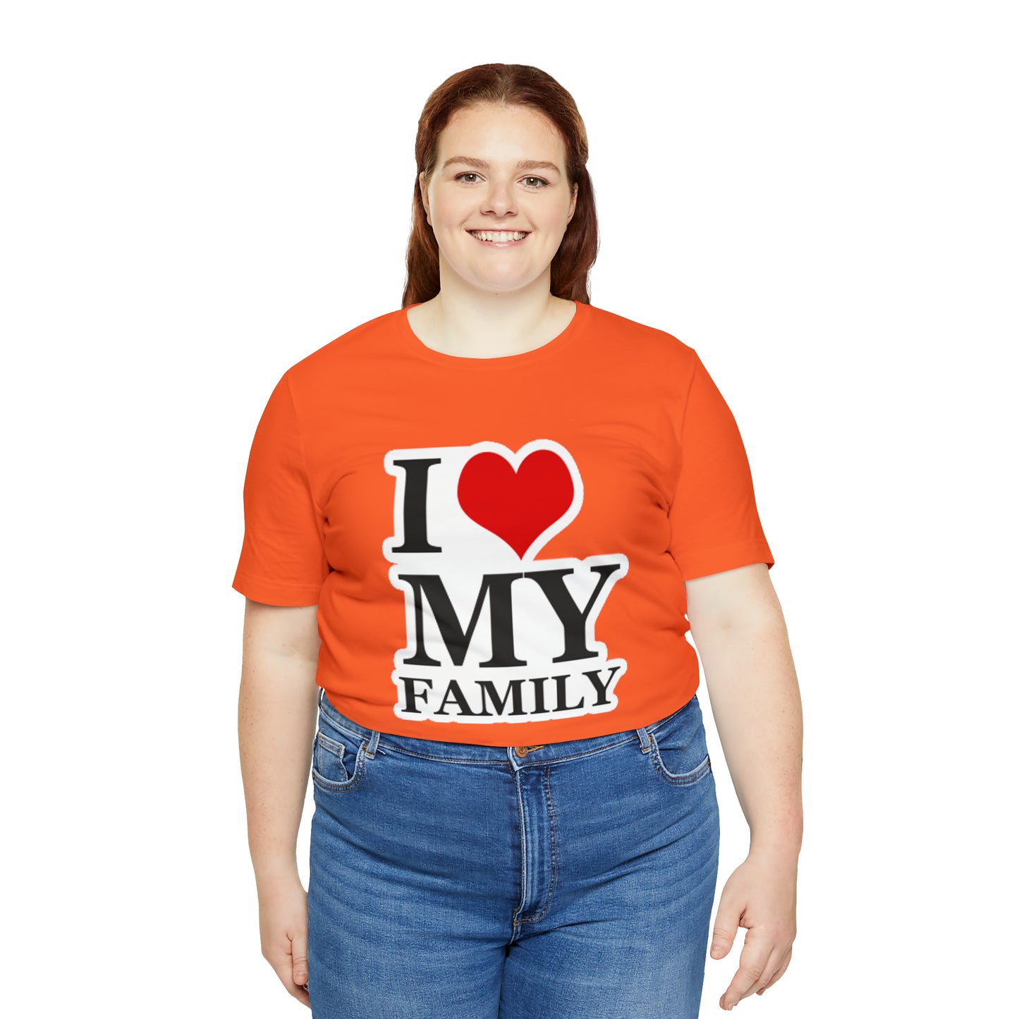 Unisex Jersey Short Sleeve Tee with I Love My Family Print