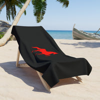 Beach Towel Black with Red Saddlebred Print - AdeleEmbroidery