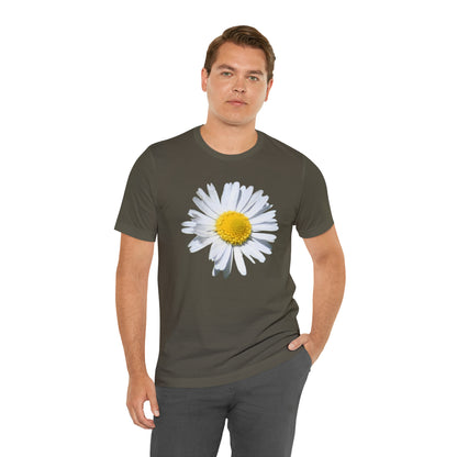 Unisex Jersey Short Sleeve Tee with White Daisy Print