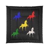 Comforter Black with Multi-Color Saddlebred Print - AdeleEmbroidery