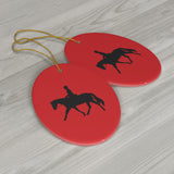 Ceramic Ornaments Red with English Rider - AdeleEmbroidery