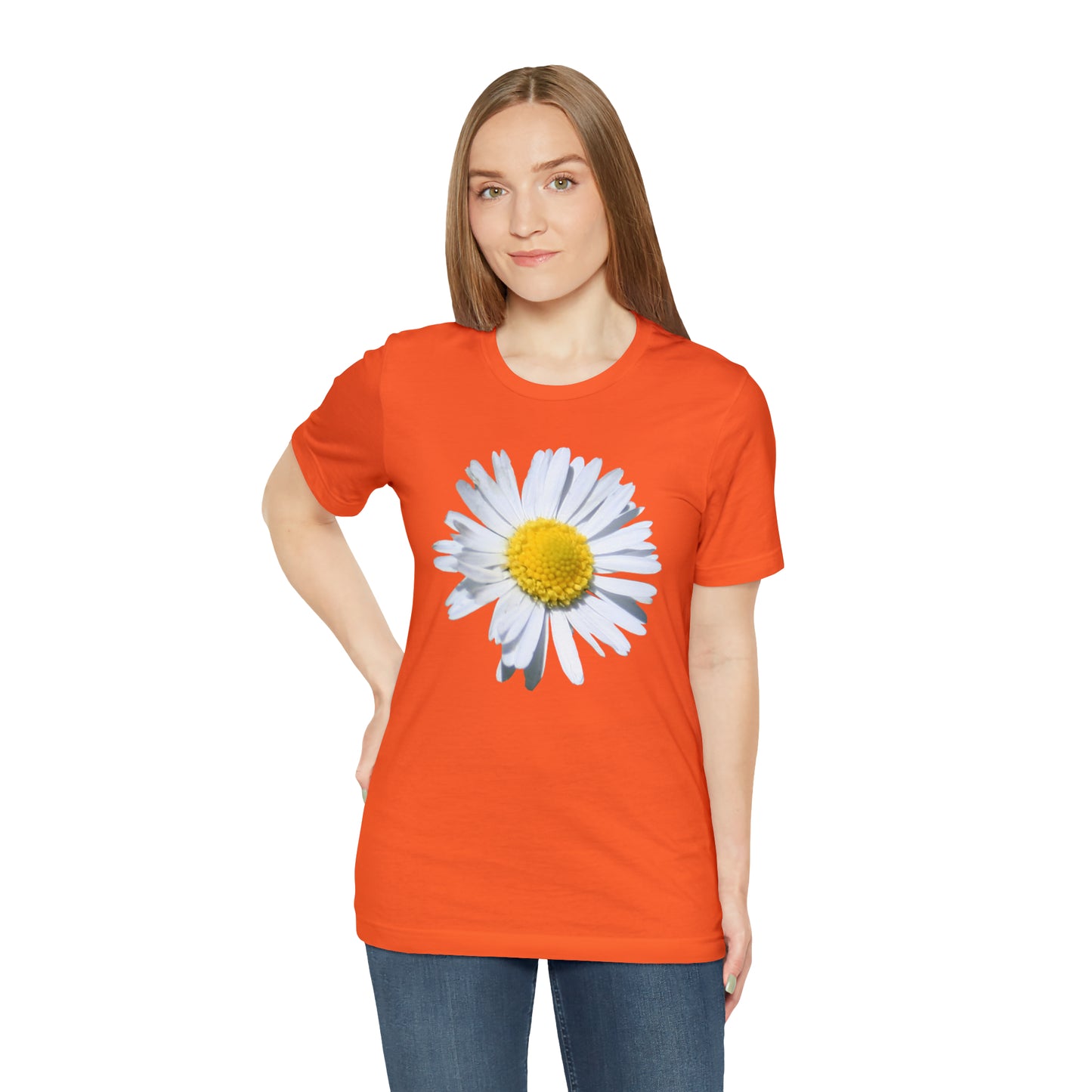 Unisex Jersey Short Sleeve Tee with White Daisy Print