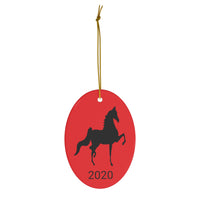 Ceramic Ornaments Red with Saddlebred Print on both sides - AdeleEmbroidery