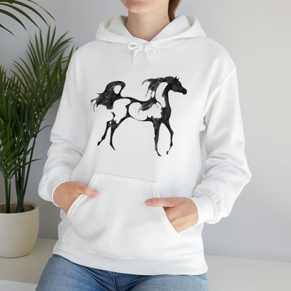 Unisex Heavy Blend™ Hooded Sweatshirt Arabian Horse front Print - AdeleEmbroidery