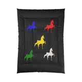Comforter Black with Multi-Color Saddlebred Print - AdeleEmbroidery