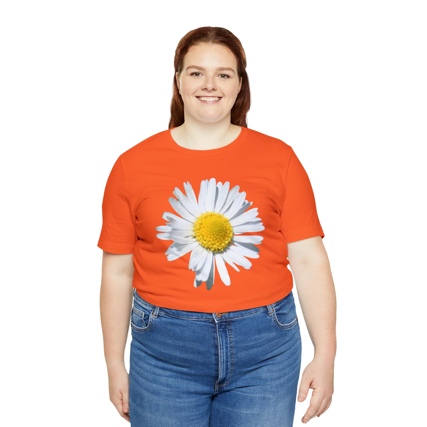 Unisex Jersey Short Sleeve Tee with White Daisy Print