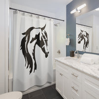 Horse Head Shower Curtains White - AdeleEmbroidery