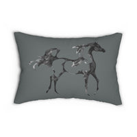 Arabian Horse Print Spun Polyester Lumbar Pillow - AdeleEmbroidery