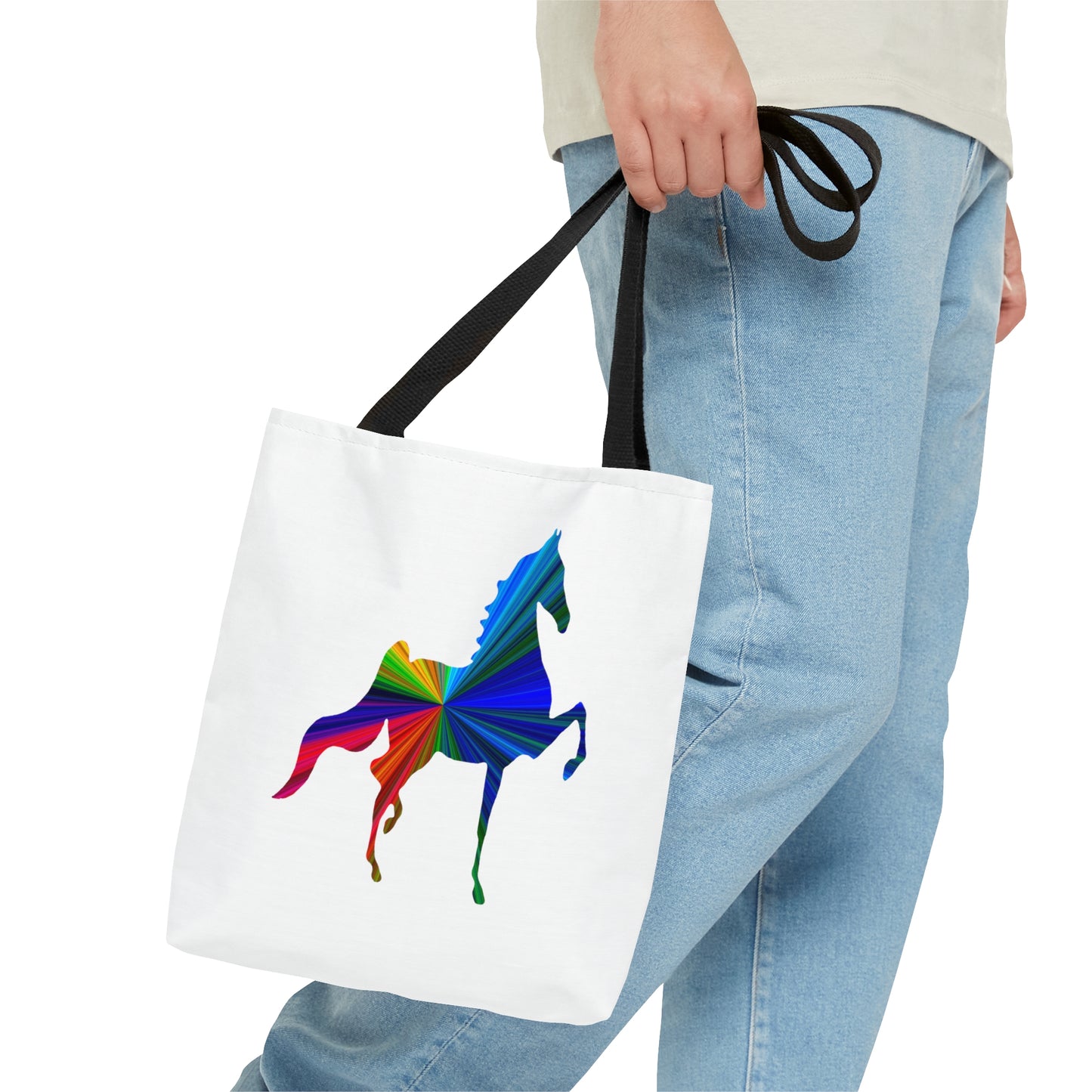 Saddlebred Multi Color Print White Tote Bag - AdeleEmbroidery