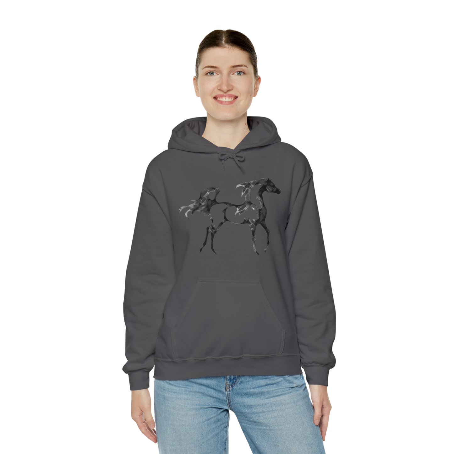 Unisex Heavy Blend™ Hooded Sweatshirt Arabian Horse front Print - AdeleEmbroidery