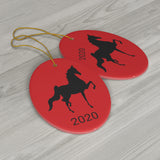 Ceramic Ornaments Red with Saddlebred Print on both sides - AdeleEmbroidery