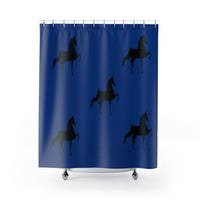 Saddlebred Shower Curtains Blue - AdeleEmbroidery
