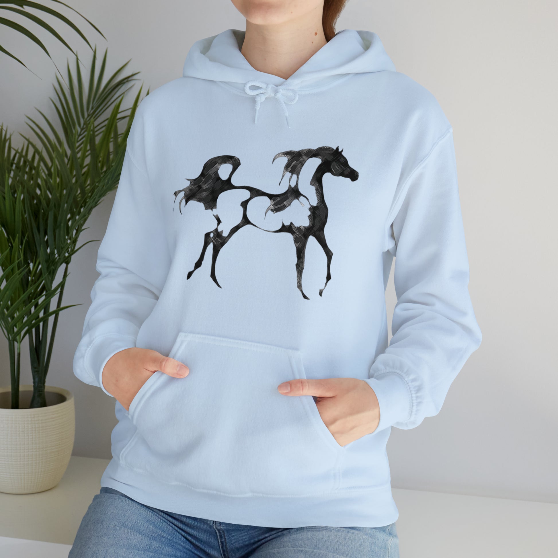 Unisex Heavy Blend™ Hooded Sweatshirt Arabian Horse front Print - AdeleEmbroidery