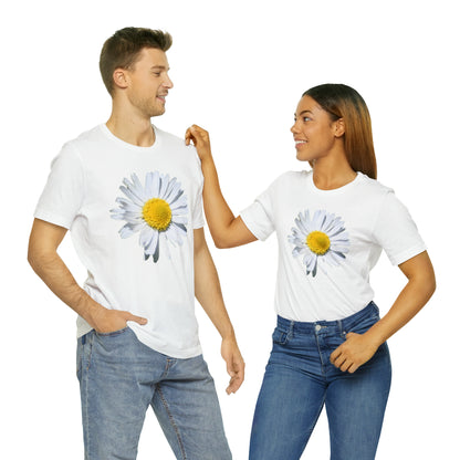 Unisex Jersey Short Sleeve Tee with White Daisy Print