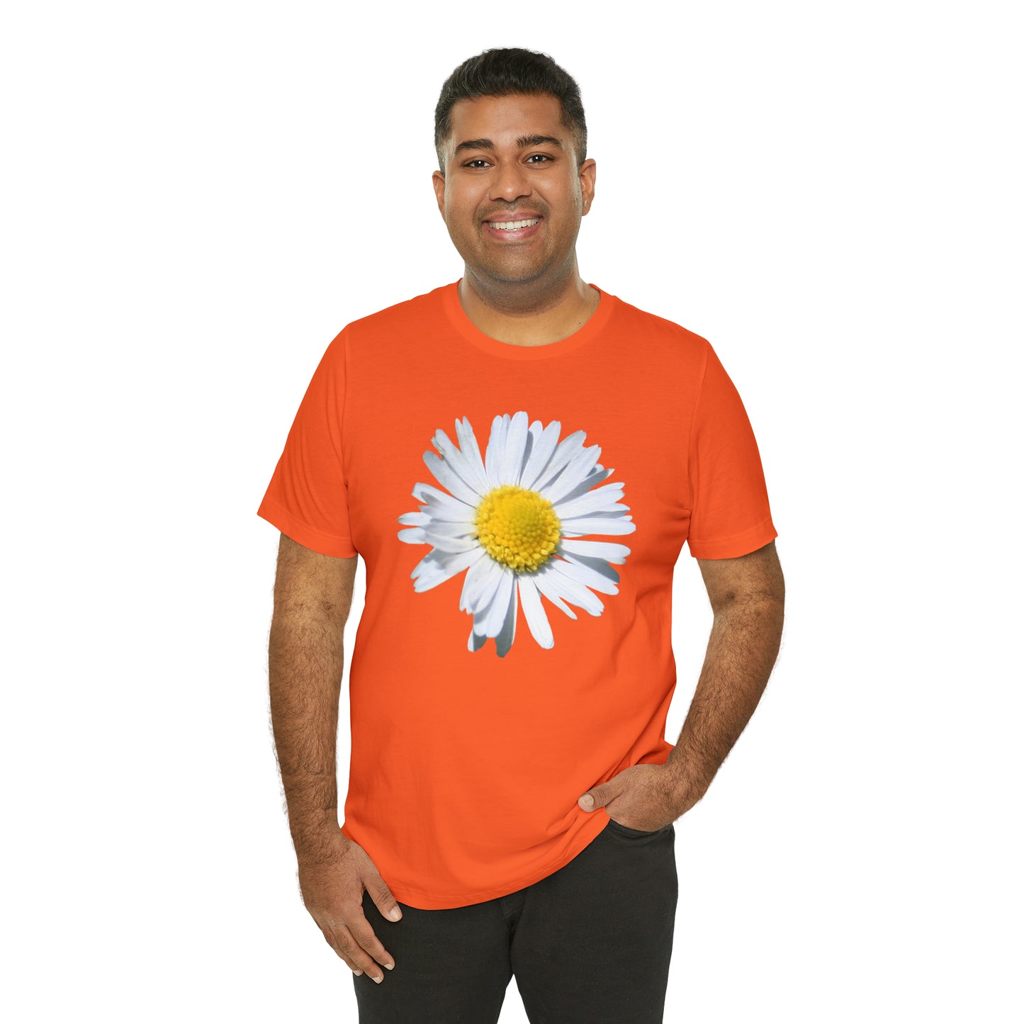 Unisex Jersey Short Sleeve Tee with White Daisy Print