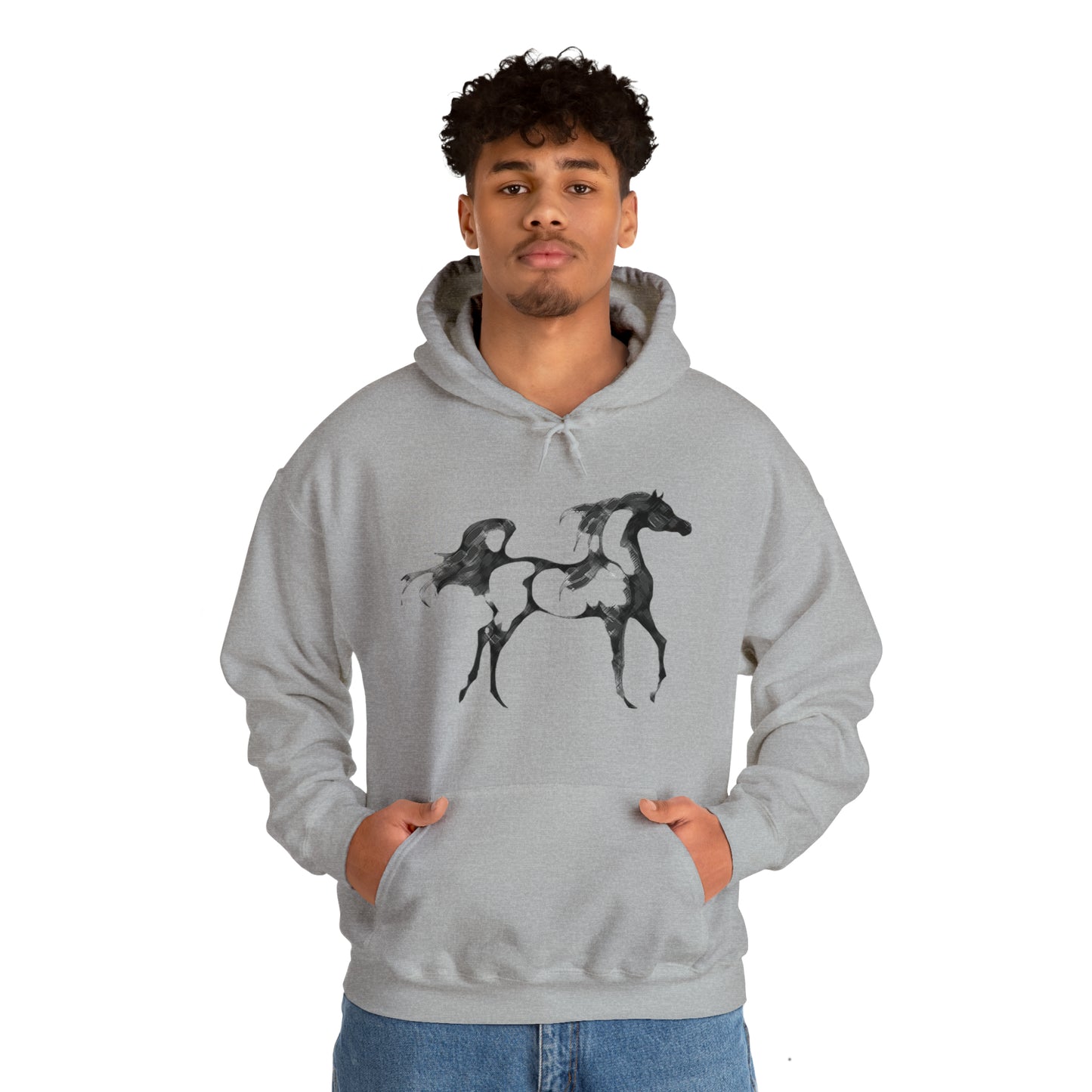 Unisex Heavy Blend™ Hooded Sweatshirt Arabian Horse front Print - AdeleEmbroidery