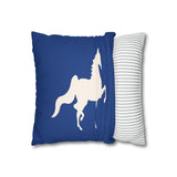 Faux Suede Square Pillow Case Blue and White Plaid  Saddlebred Print - AdeleEmbroidery