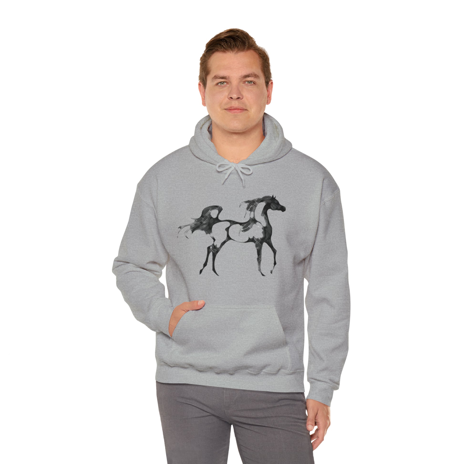 Unisex Heavy Blend™ Hooded Sweatshirt Arabian Horse front Print - AdeleEmbroidery