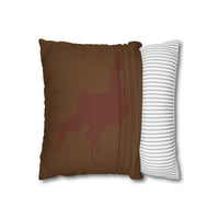 Faux Suede Square Pillow Case Brown on Brown Saddlebred Print - AdeleEmbroidery