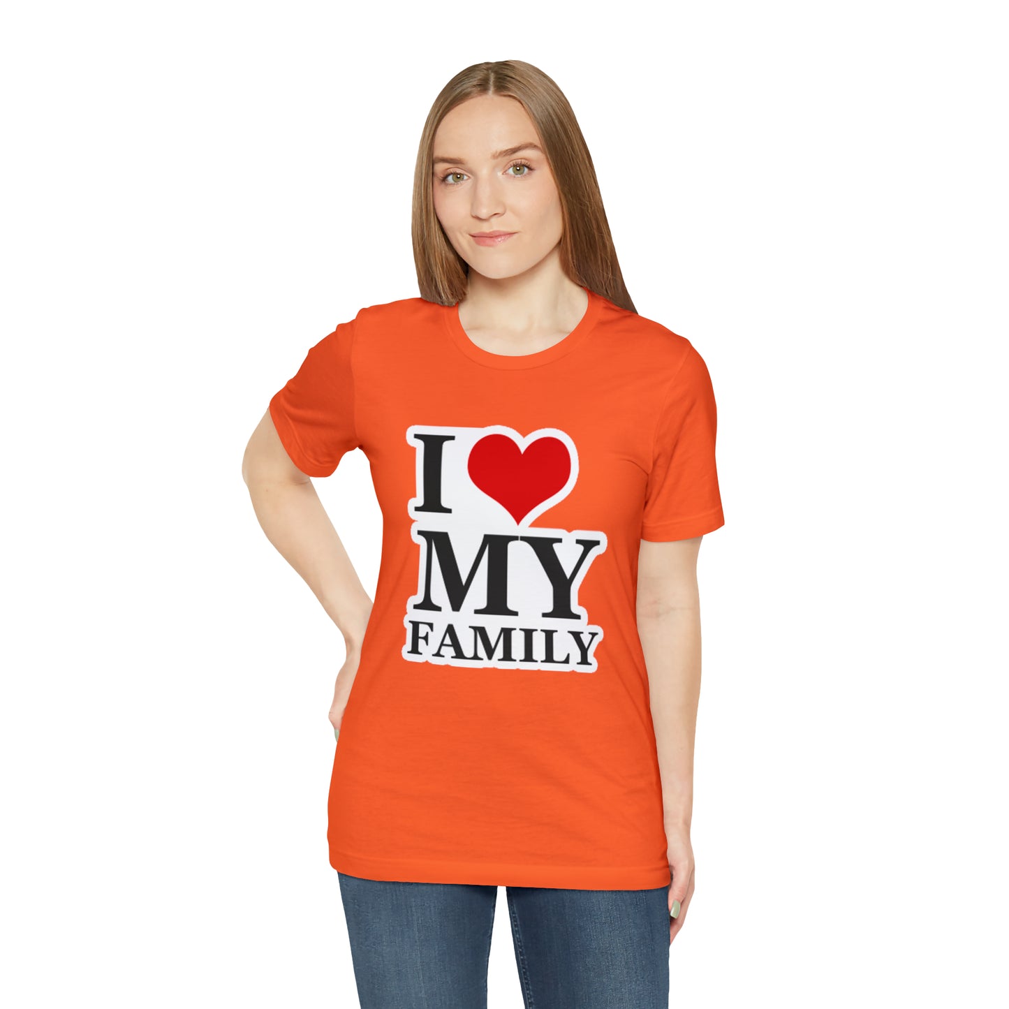 Unisex Jersey Short Sleeve Tee with I Love My Family Print