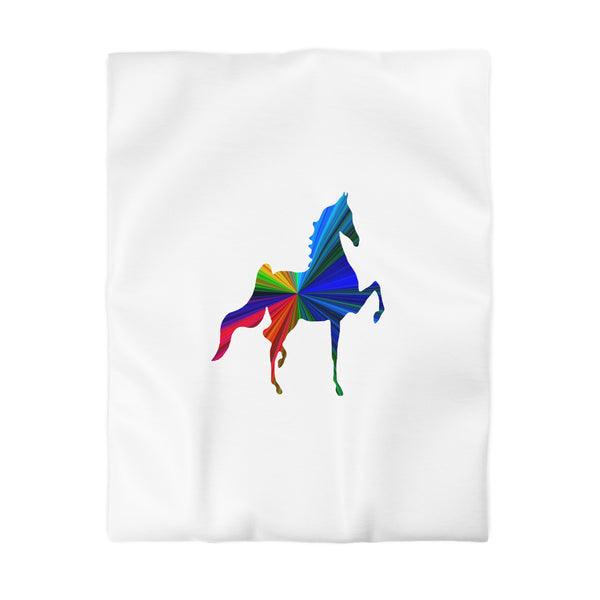 Microfiber Duvet Cover MultiColor Saddlebred Print White (Base Cream) - AdeleEmbroidery