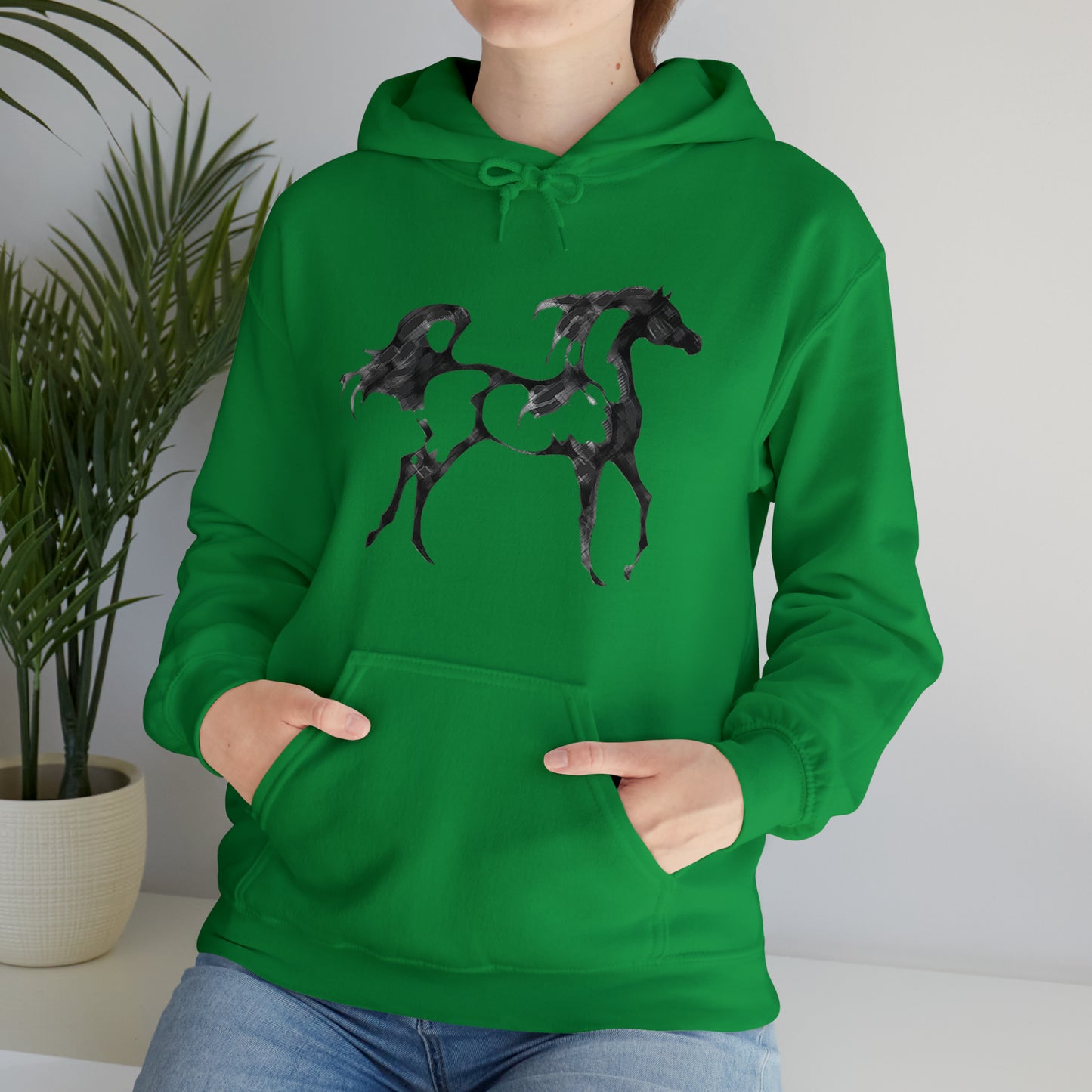 Unisex Heavy Blend™ Hooded Sweatshirt Arabian Horse front Print - AdeleEmbroidery