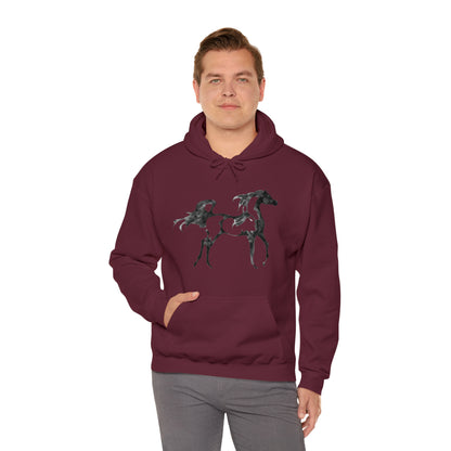 Unisex Heavy Blend™ Hooded Sweatshirt Arabian Horse front Print - AdeleEmbroidery