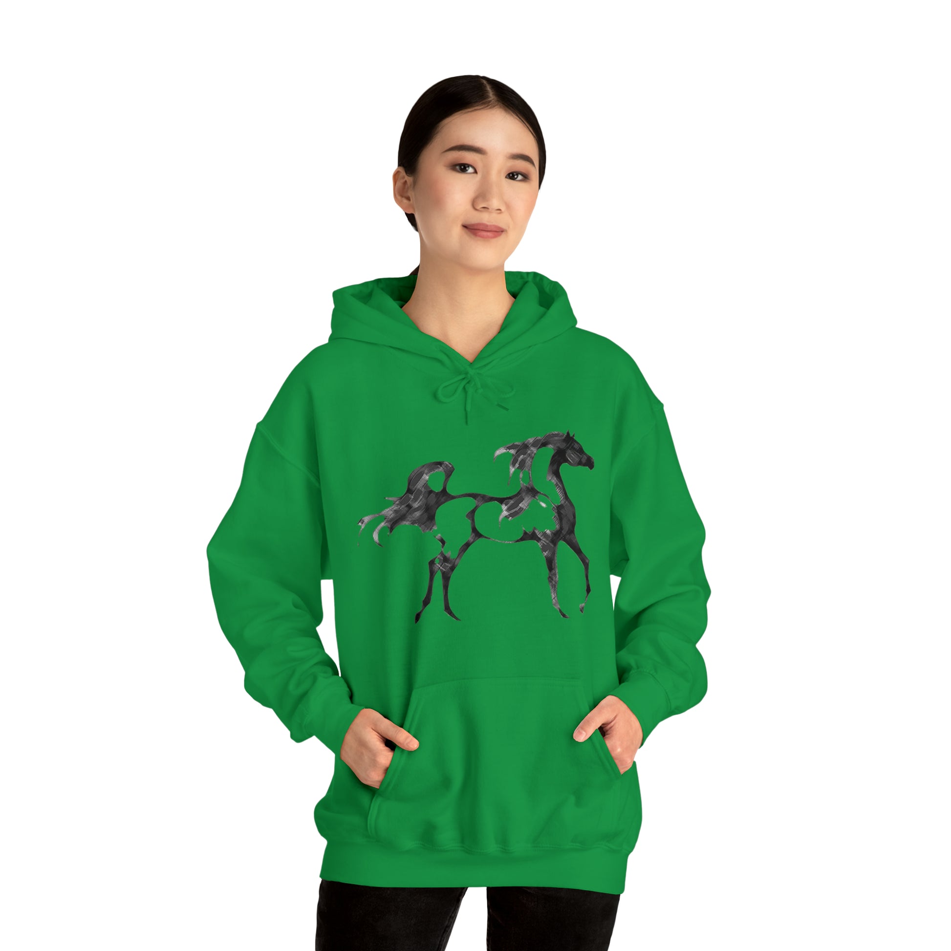 Unisex Heavy Blend™ Hooded Sweatshirt Arabian Horse front Print - AdeleEmbroidery