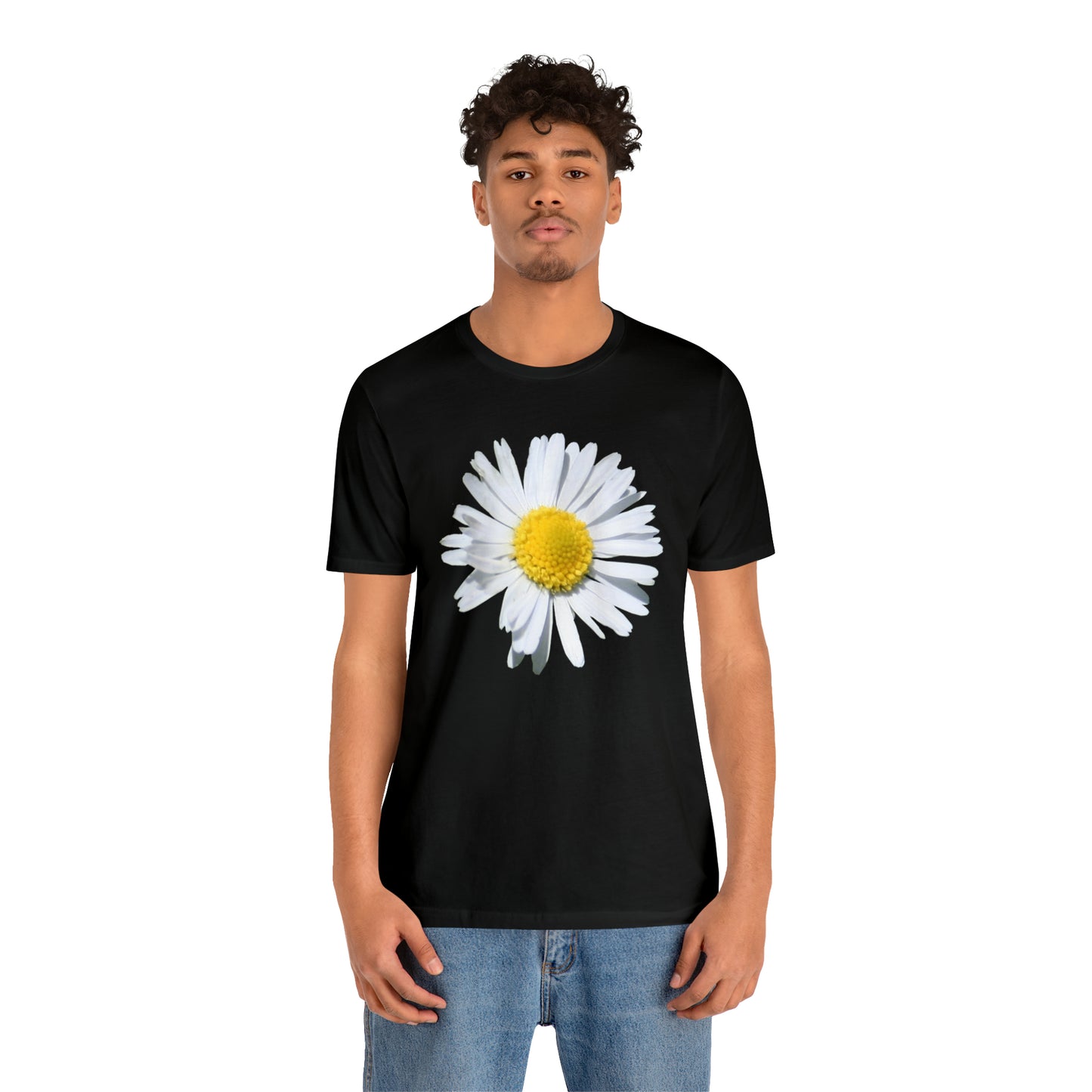 Unisex Jersey Short Sleeve Tee with White Daisy Print